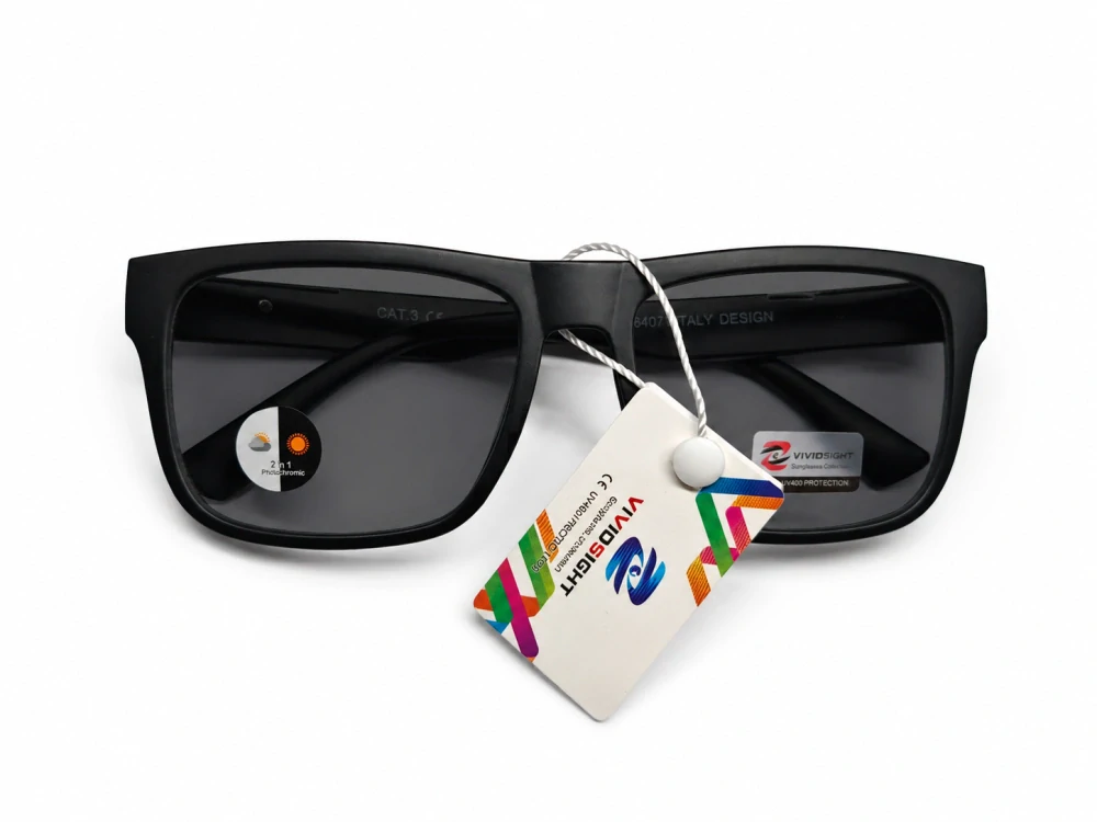 Samozatmavovací sluneční brýle VIVIDSIGHT 6407, černý rámeček, UV400, Cat.3, unisex
