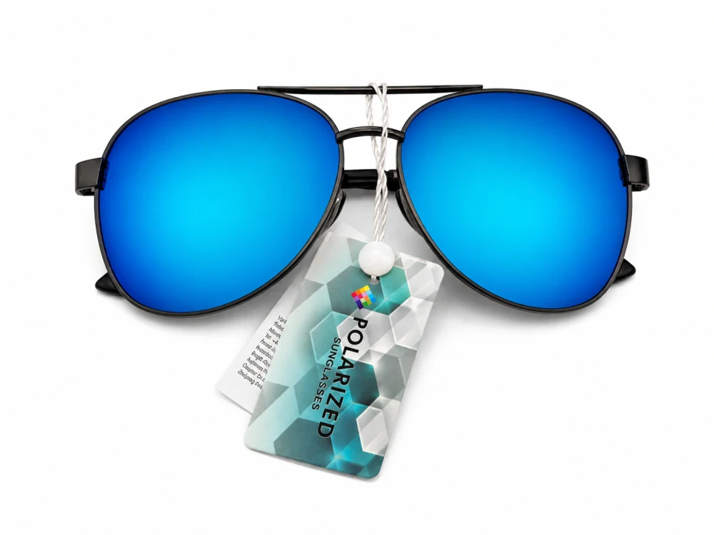 Polarizační unisex sluneční brýle ZHglasses P6953 s modrým zrcadlovým efektem, šedá skla, kovový rámeček, UV400, Cat.3