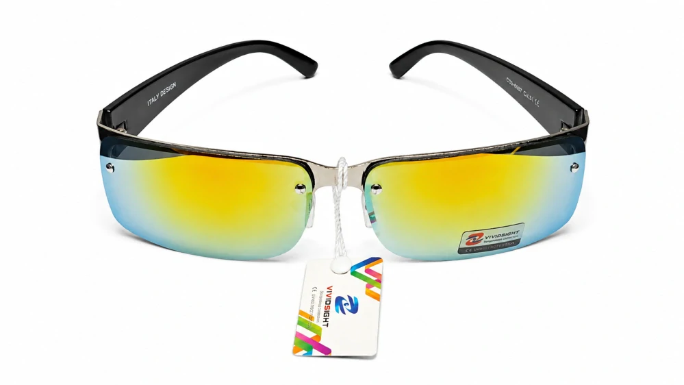 Sluneční unisex brýle ZHglasses C09-6987, stříbrný rám / červeno-žlutá skla, Cat.3