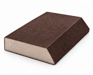 Nakida brusná houba P150 s úhlovou stranou 120 × 90 × 25 mm, hnědá
