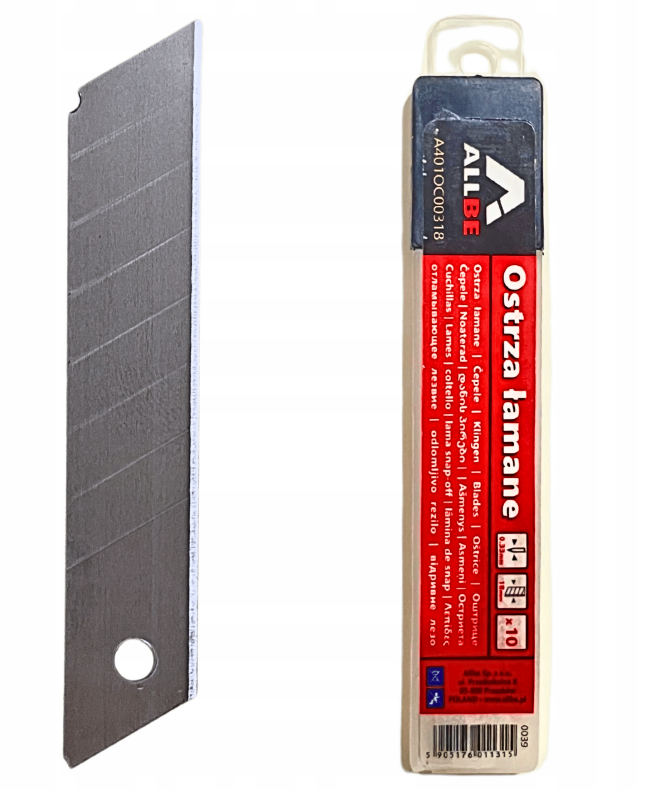 Břity odlamovací ALLBE 18mm do řezáku, sada 10ks