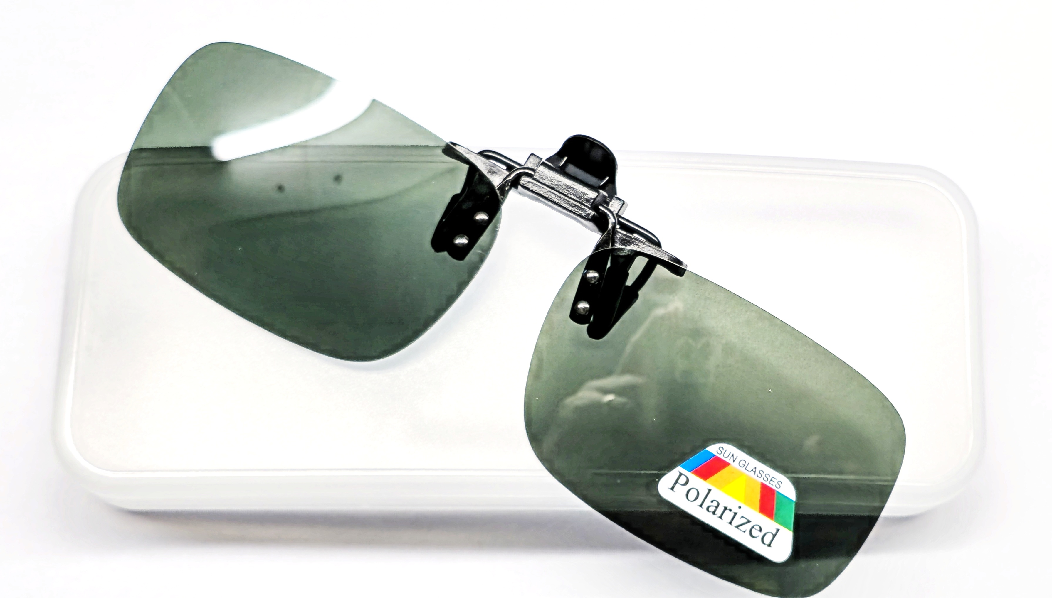 Polarizační klips na dioptrické brýle QiiM P-22, zelenošedý s pouzdrem