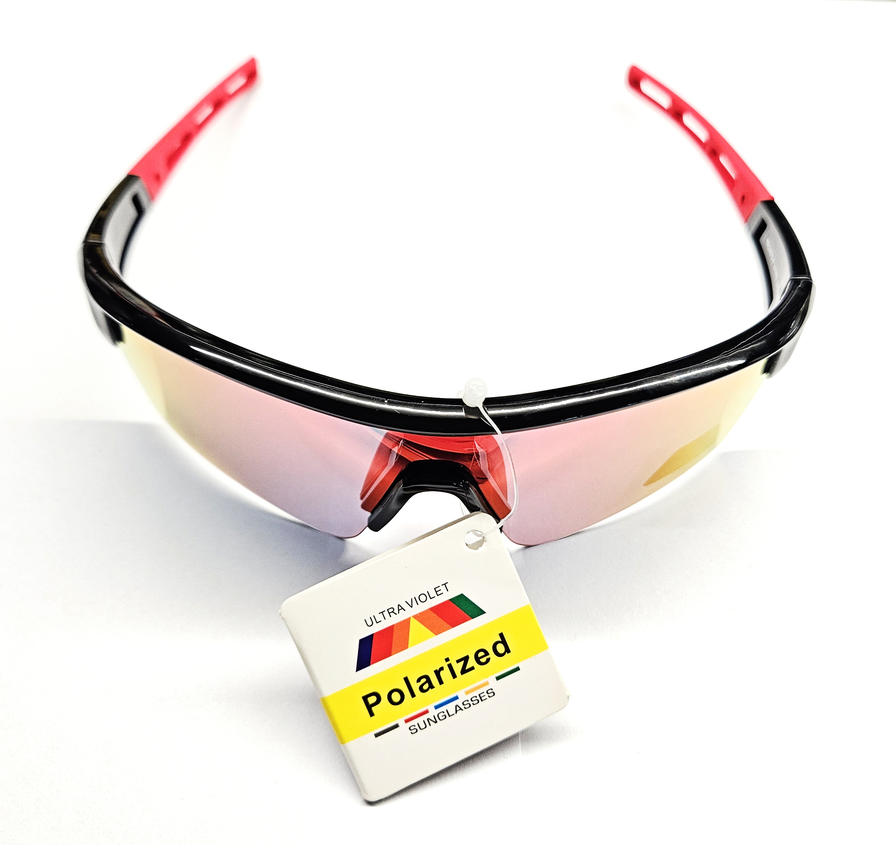 Polarizační brýle Qiim Sport TR24075P - zrcadlově červenofialová, plastové černé rámečky, UV 400 cat. 3