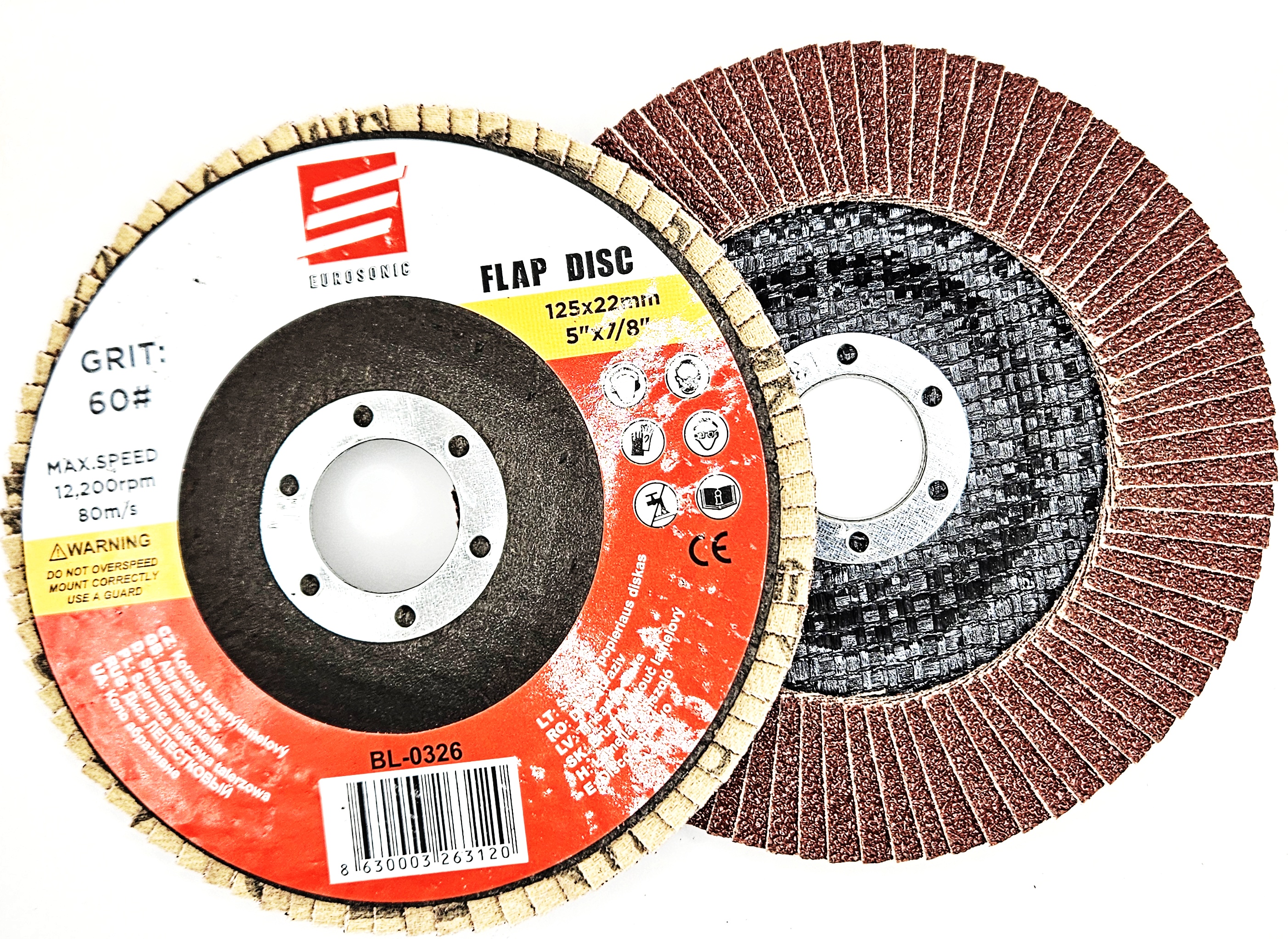 Eurosonic Lamelový Brusný Kotouč, 125x22,2mm, Zrnitost A60, na Kov, Dřevo a Plast
