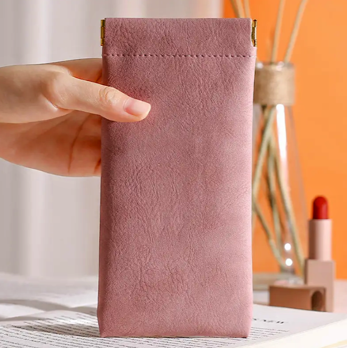 QiiM MP-12 Měkké pouzdro na brýle s pružinou - růžová