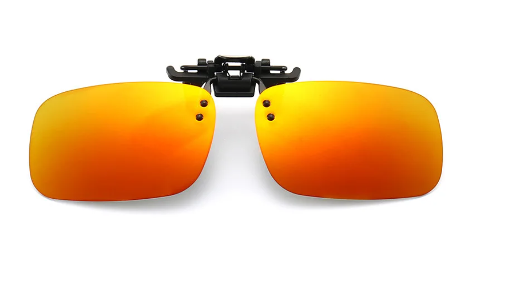 QiiM P-15 Polarizační Klips na Dioptrické Brýle, Červený Zrcadlový, UV400, 60x41mm