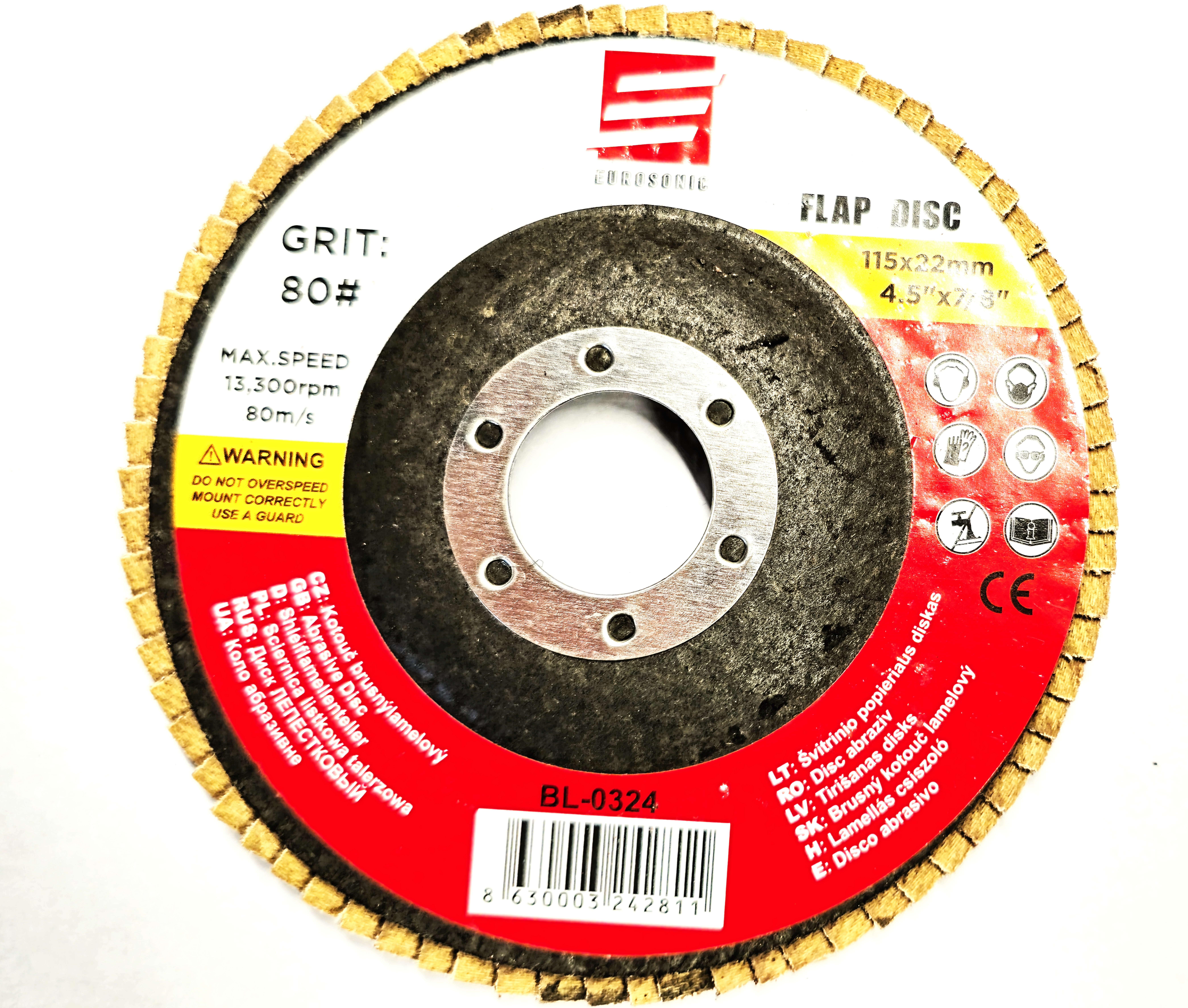 Eurosonic Lamelový Brusný Kotouč, 115x22,2mm, Zrnitost A80, 13300 ot/min
