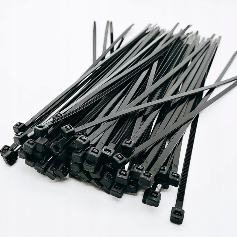 Stahovací pásky RETO nylonové černé 2,5x100 mm, 100 ks – silné upínací pásky na kabely, domácnost a dílnu