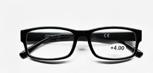 Dioptrické brýle na čtení QiiM 1096A dioptrie +4.00 unisex černé plastové rámečky
