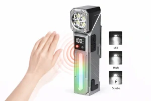 Nakida T-130 multifunkční LED svítilna, čelovka, 4x LED, USB-C, šedá