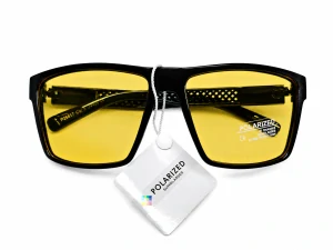 Polarizační sluneční brýle ZHglasses P25817 se žlutými skly, černý plastový rámeček, UV400, unisex
