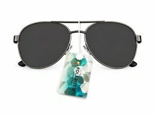 Polarizační unisex sluneční brýle ZHglasses P6953 se šedými skly, černý kovový rámeček, UV400, Cat.3