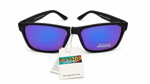 Sluneční unisex brýle Renato TU23311, černý rám / modrá zrcadlová skla, Cat.3
