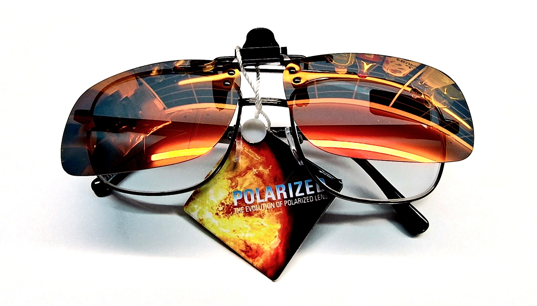 QiiM P-15 Polarizační Klips na Dioptrické Brýle, Červený Zrcadlový, UV400, 60x41mm