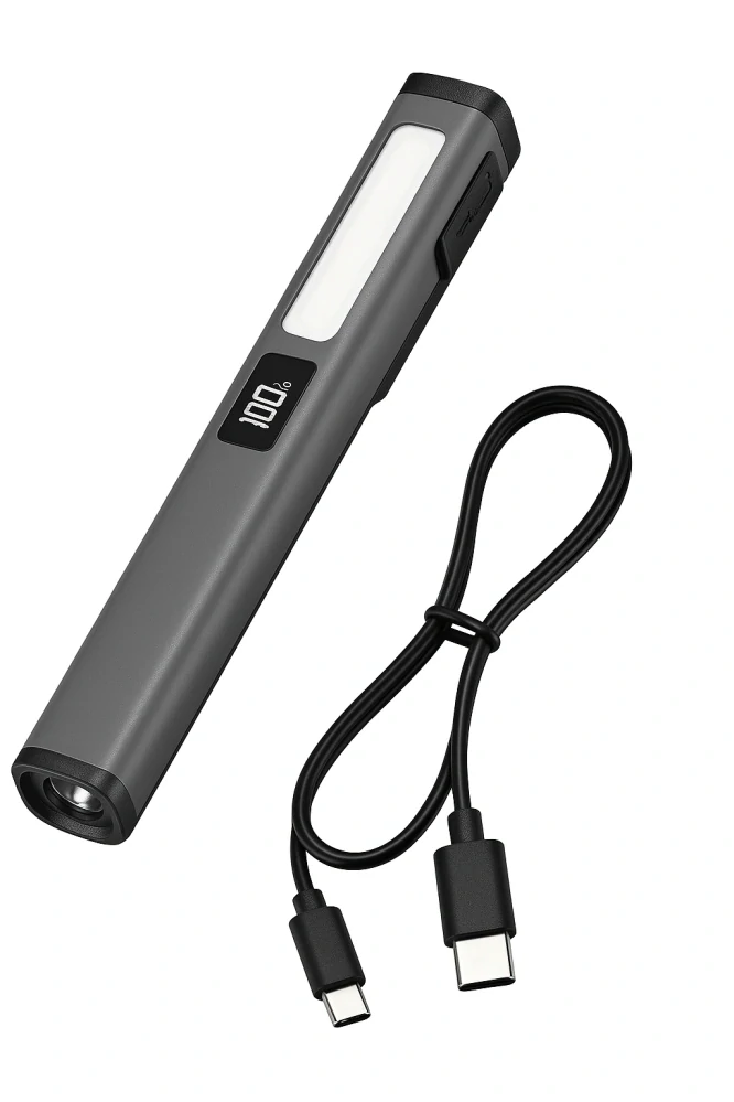 Nakida W08 dílenská inspekční COB LED svítilna, USB-C, šedá