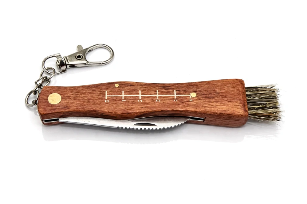 Houbařský nůž QiiM se štětečkem a karabinou, celková délka 21 cm
