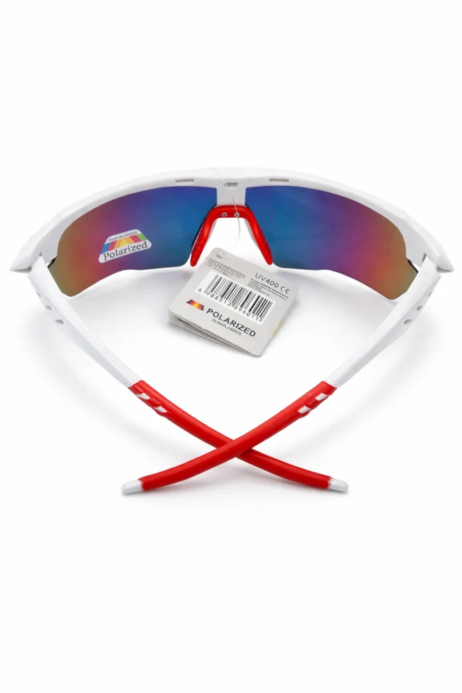 SURPASSGLASS TR2603P cyklistické polarizační sluneční brýle, bílo-červené rámečky, zrcadlové, UV400, Cat.3, unisex