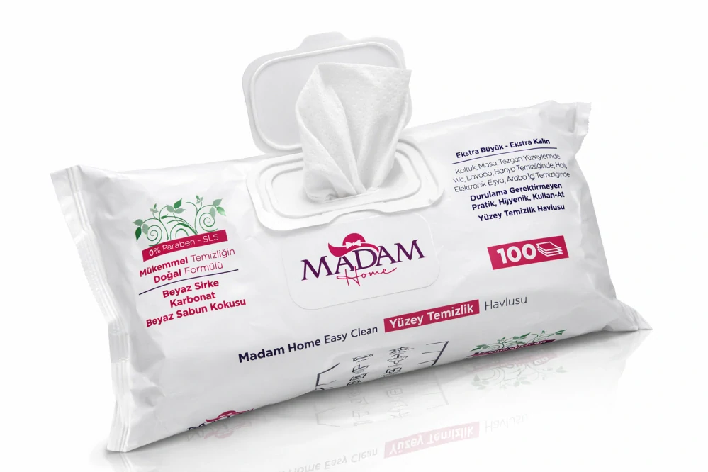 Madam Home Easy Clean Čisticí a úklidové ubrousky s bílým octem a sodou, 100 ks