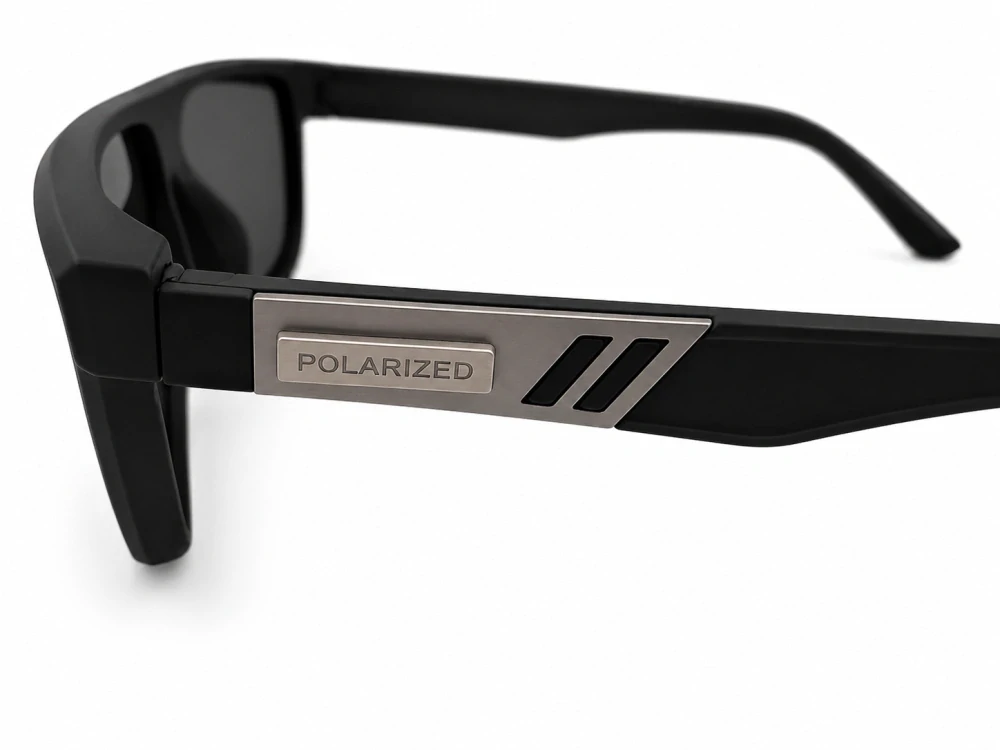 Polarizační unisex sluneční brýle ZHglasses P6608 se šedými skly, matný šedočerný Soft-Touch rámeček, flexi nožičky, UV400, Cat.3