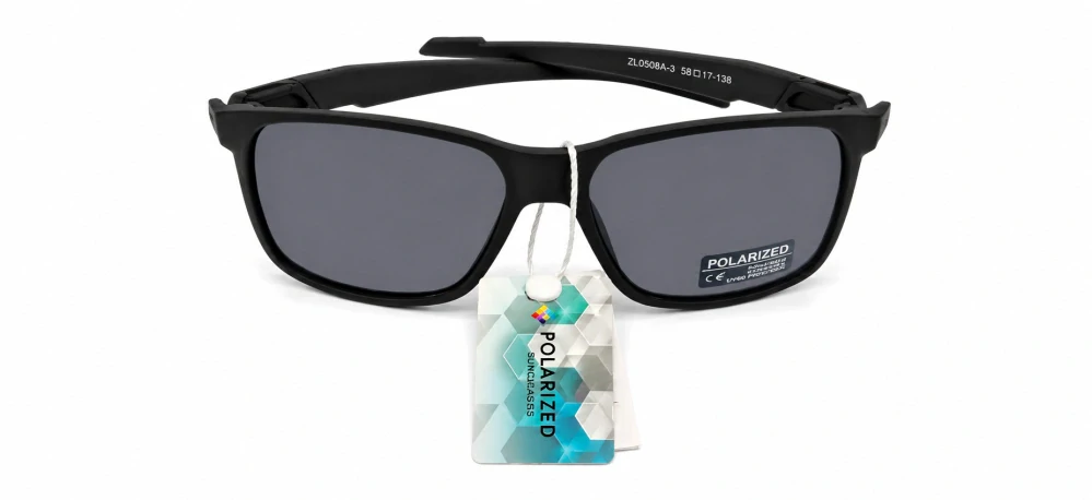 Polarizační unisex sluneční brýle ZHglasses C04-6410 se šedými skly, matný černý rámeček, UV400, Cat.3