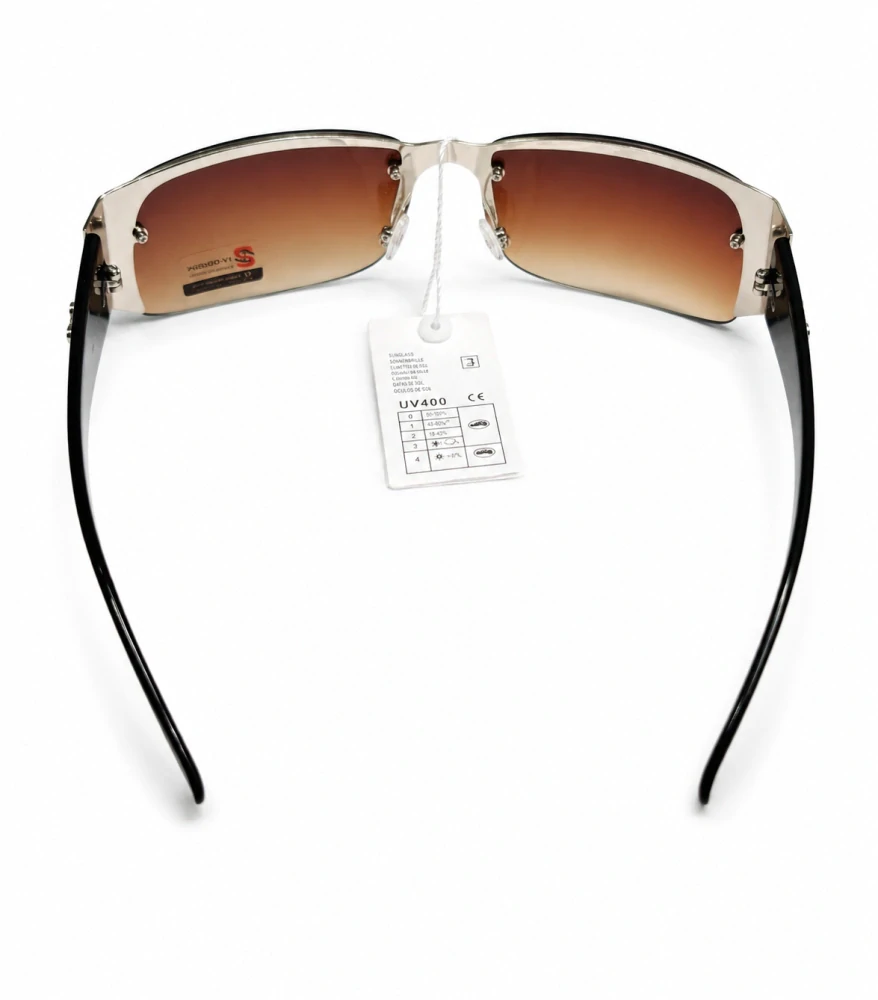 Sluneční unisex brýle ZHglasses C09-6987, stříbrný rám, hnědá stínovaná skla, Cat.3