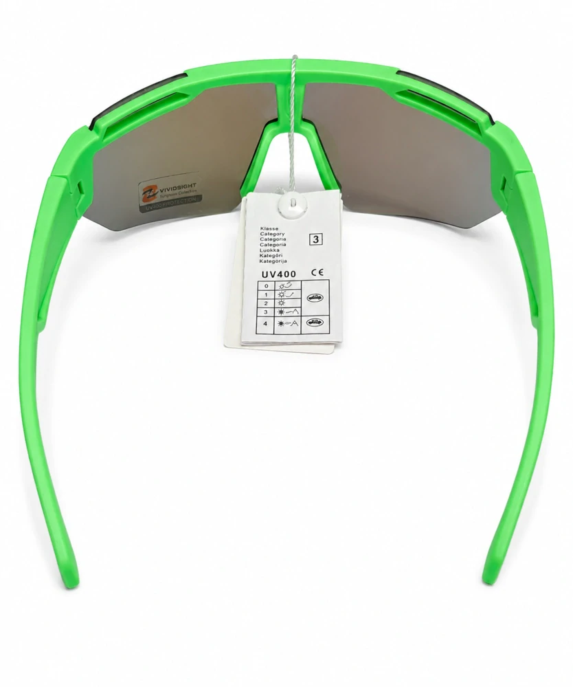 Dětské sluneční brýle Vividsight T03-6305, neonově zelený matný rám / modro-fialová skla, Cat.3