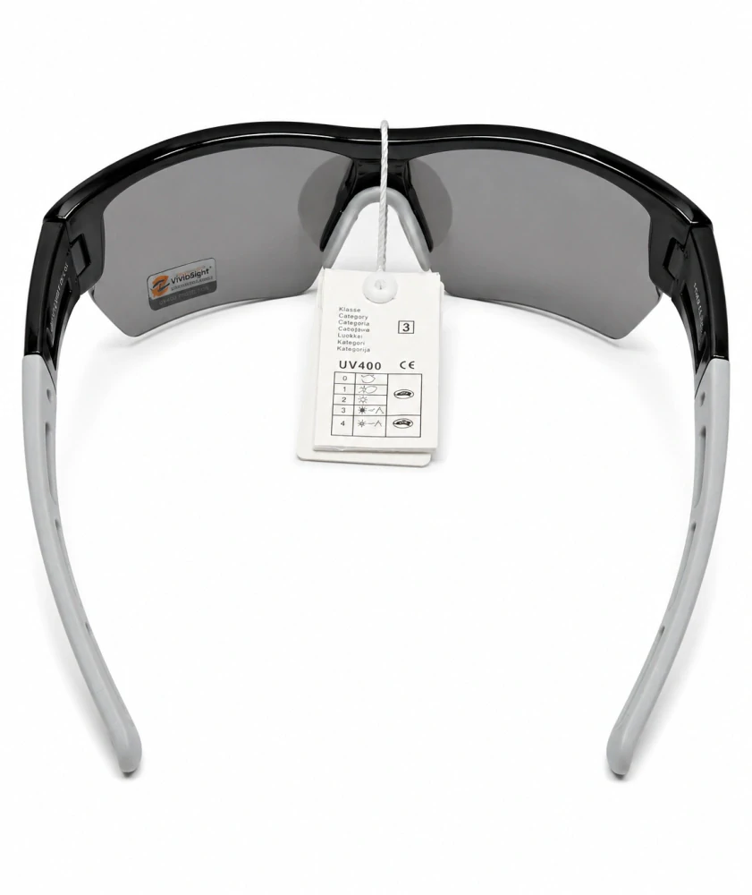 Sluneční unisex brýle Vividsight C07-6714, černo-šedé / stříbrná zrcadlová skla, Cat.3