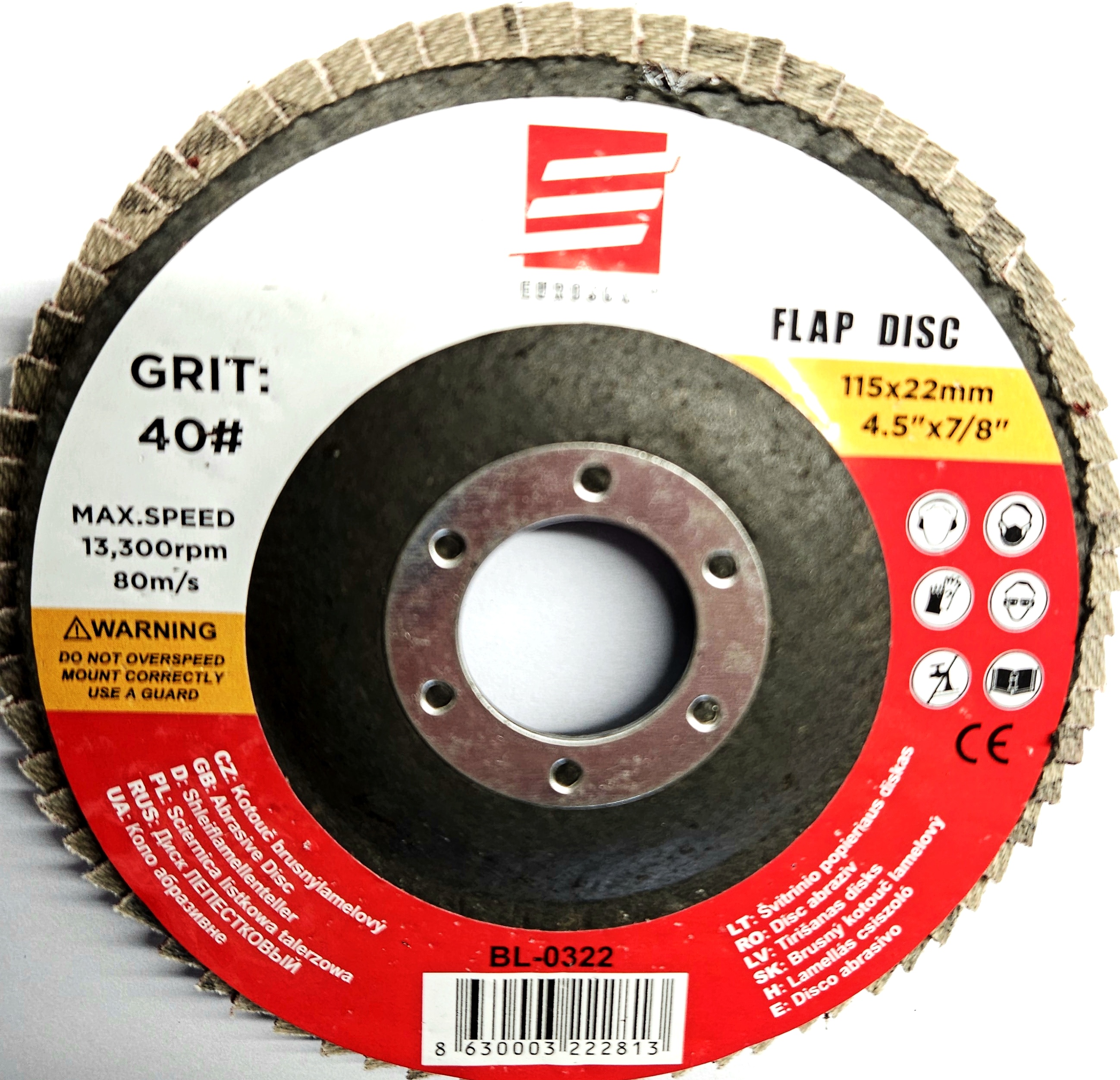 Eurosonic 115x22,2mm A40 | Lamelový brusný kotouč 115mm | Brusný kotouč na kov