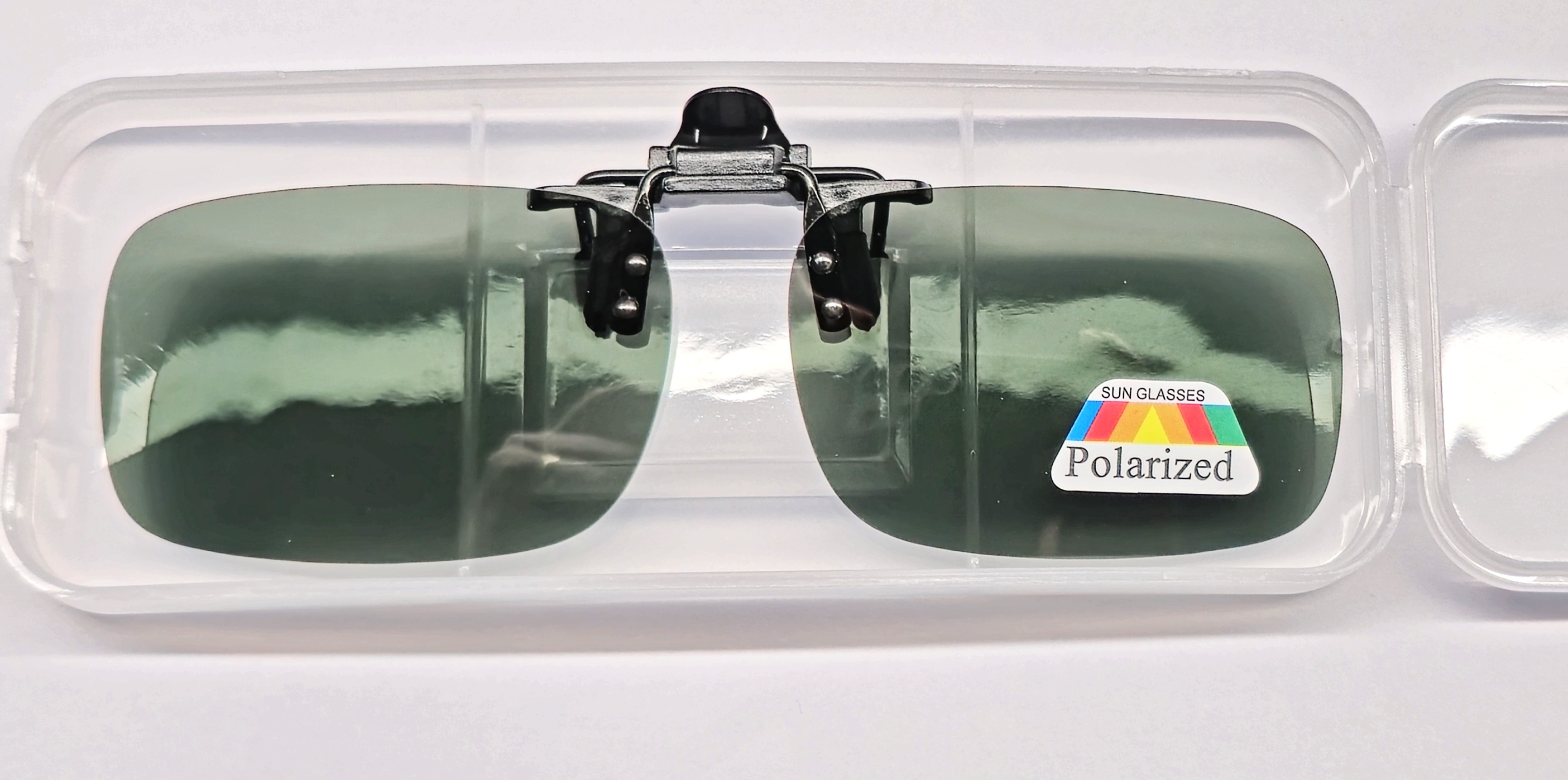 Polarizační klips na dioptrické brýle QiiM P-22, zelenošedý s pouzdrem