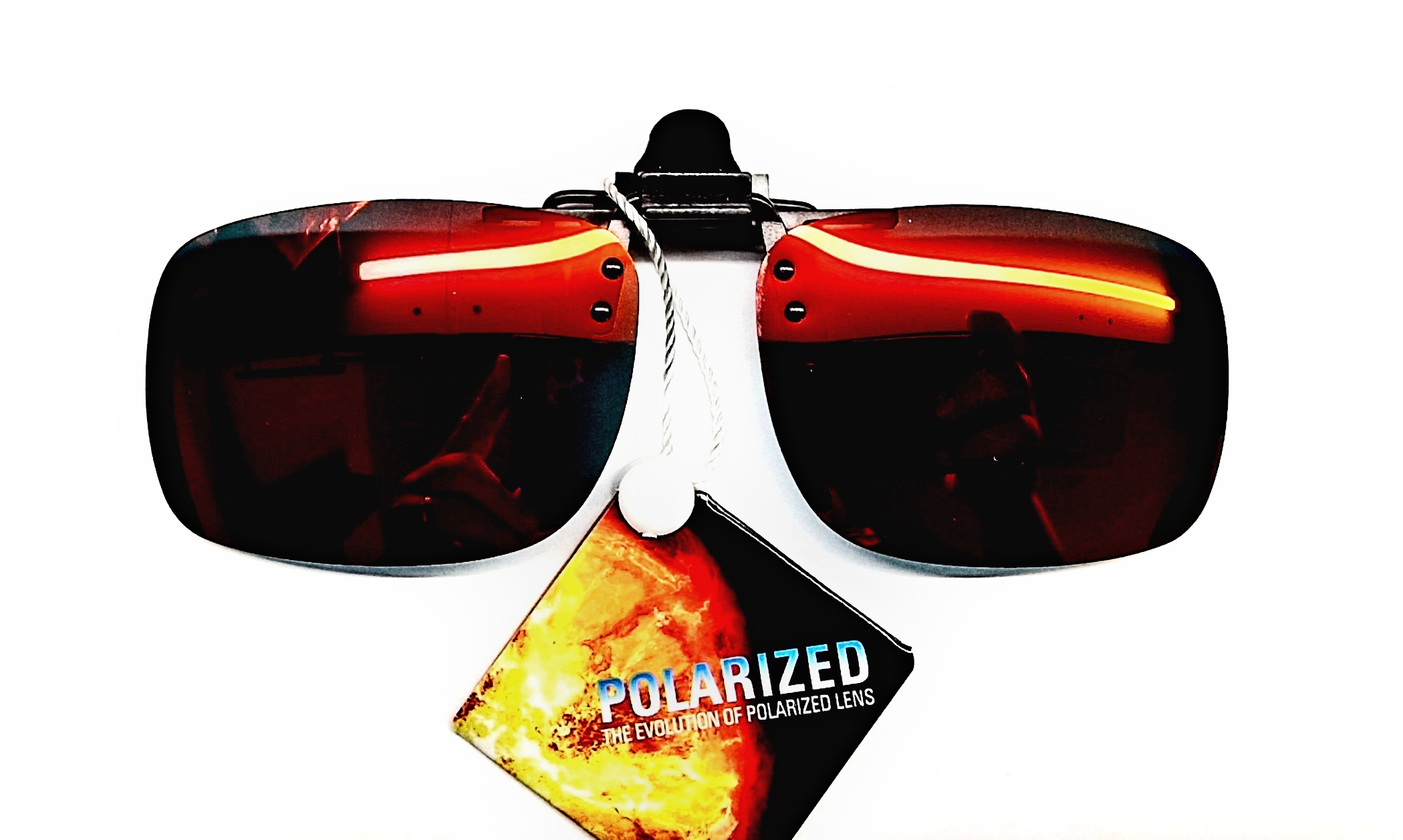 QiiM P-15 Polarizační Klips na Dioptrické Brýle, Červený Zrcadlový, UV400, 60x41mm