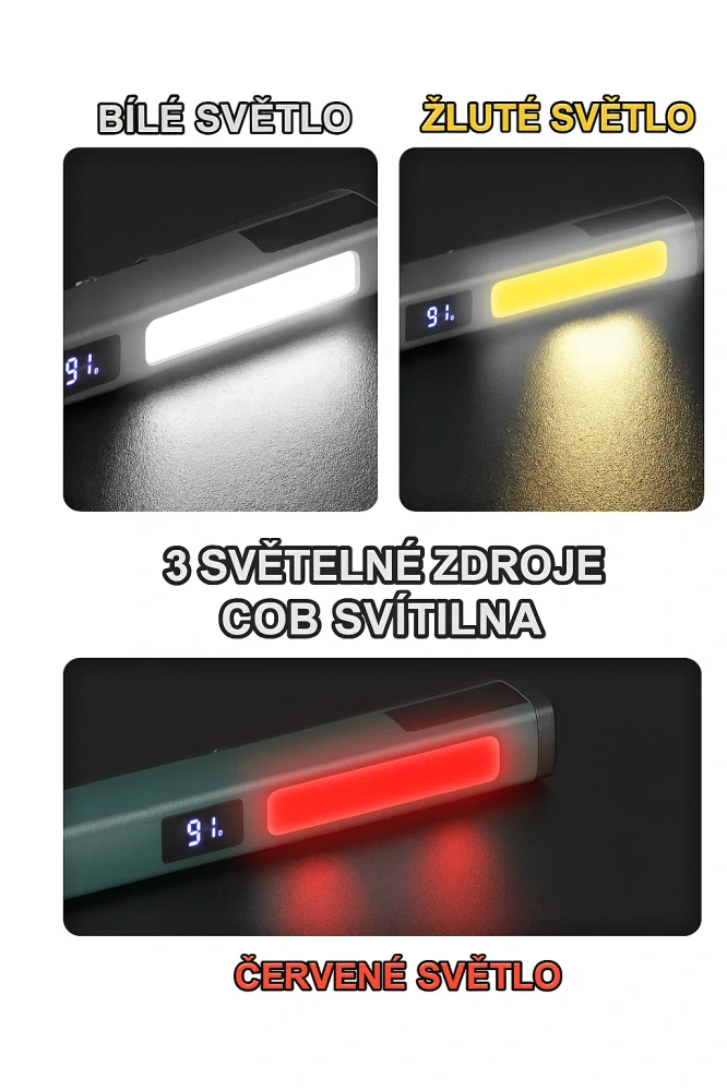 Nakida W08 dílenská inspekční COB LED svítilna, USB-C, šedá