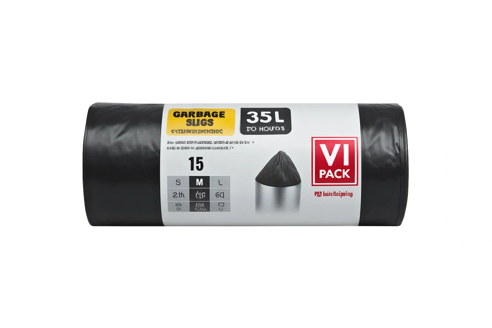 Pytle VI Pack 35L na odpad černé zatahovací 15ks | Extra silné, recyklovatelné