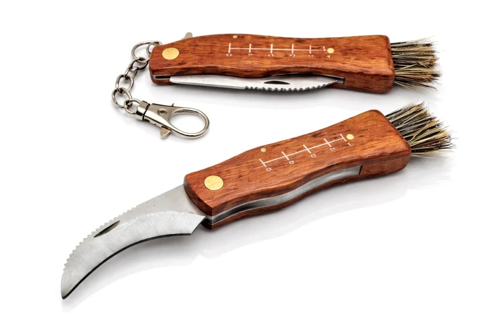 Houbařský nůž QiiM se štětečkem a karabinou, celková délka 21 cm