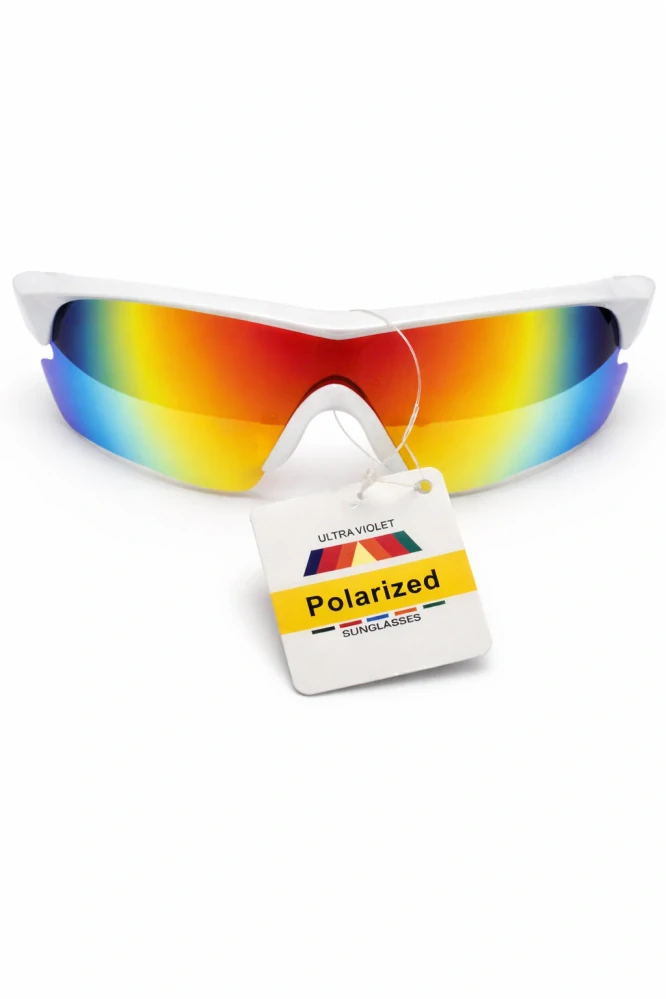 SURPASSGLASS TR2603P cyklistické polarizační sluneční brýle, bílo-červené rámečky, zrcadlové, UV400, Cat.3, unisex