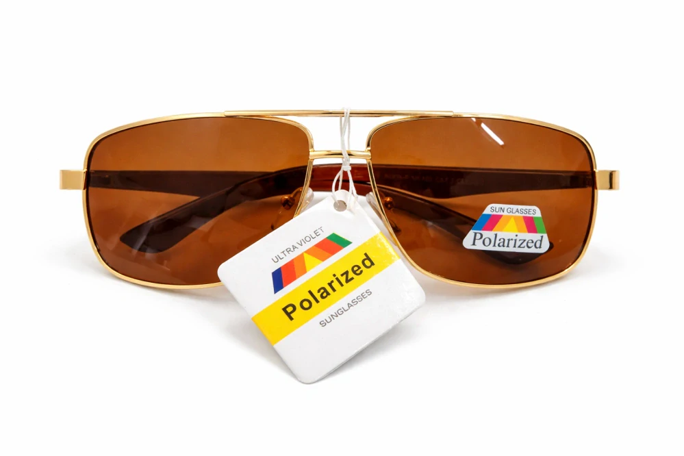 SURPASSGLASS 1536P Sluneční brýle, polarizační, zlaté kovové, hnědá skla, unisex