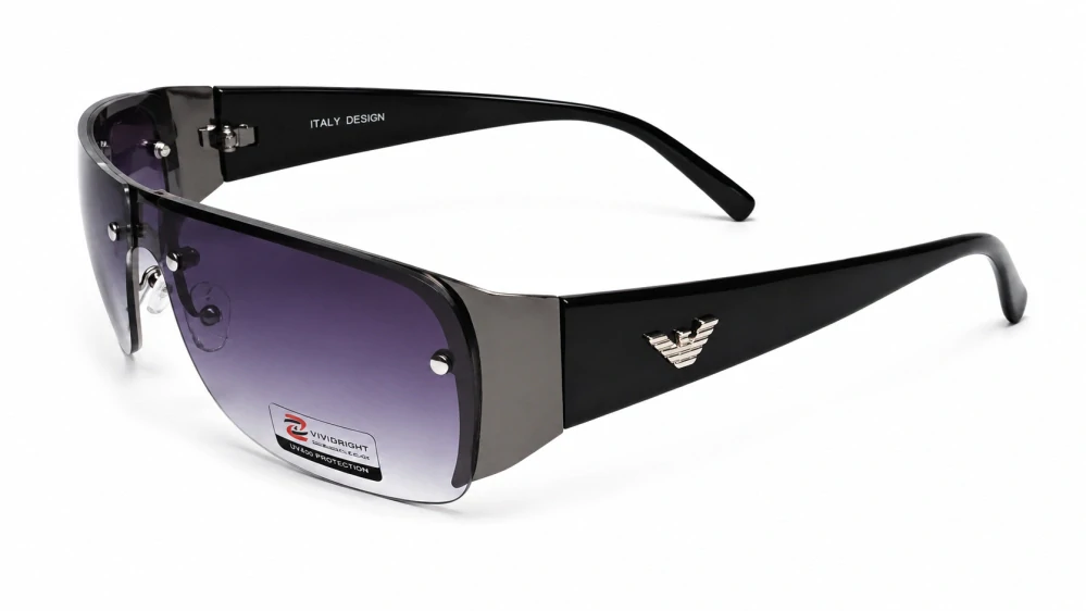 Sluneční unisex brýle ZHglasses C09-6987, černý rám, fialovo-šedá skla, Cat.3