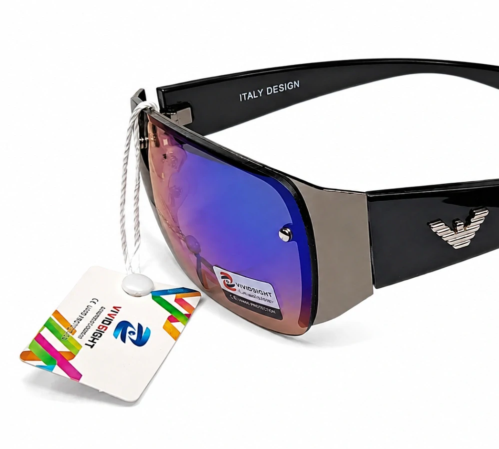 Sluneční unisex brýle ZHglasses C09-6987, černý rám / modrá zrcadlová skla, Cat.3