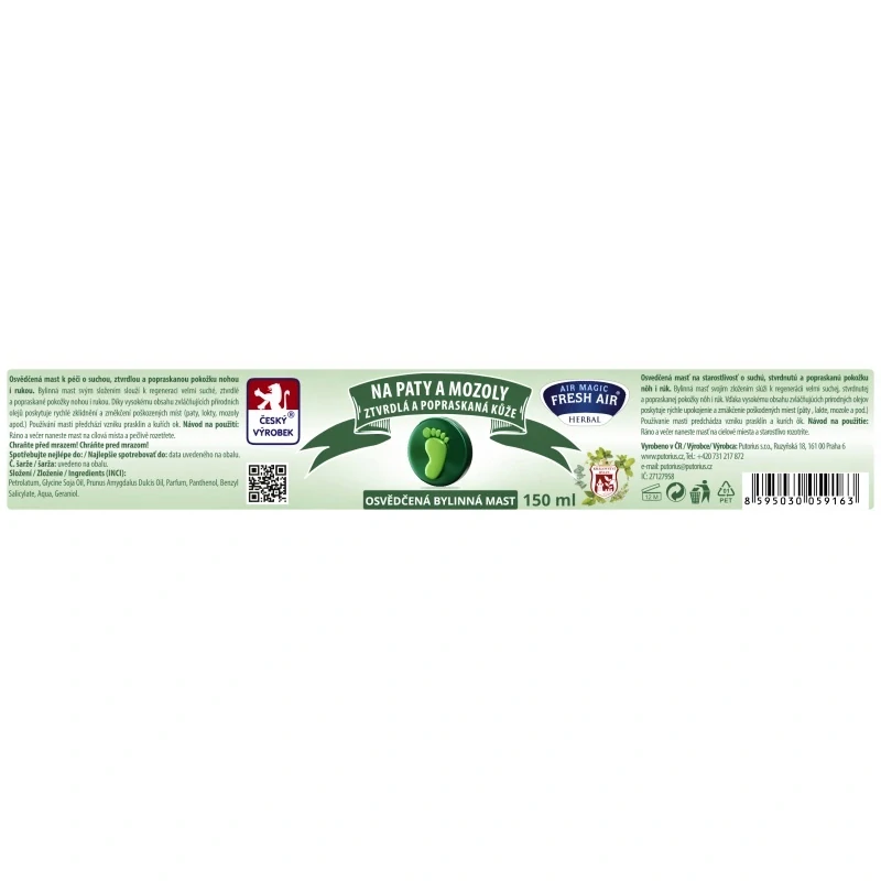 Fresh Air bylinná mast na paty a mozoly 150 ml