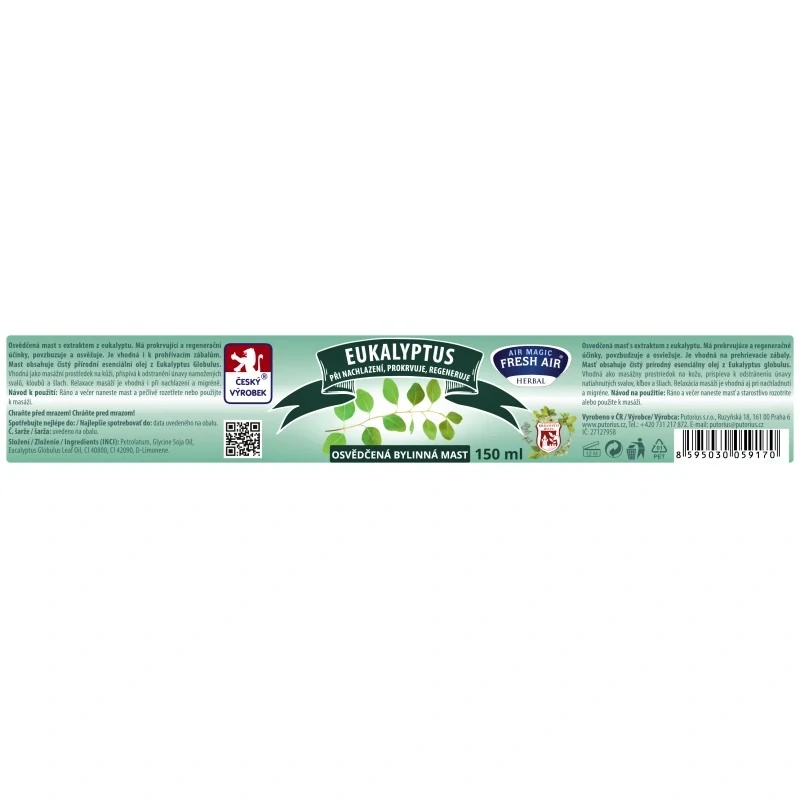 Fresh Air bylinná mast Eukalyptus 150 ml