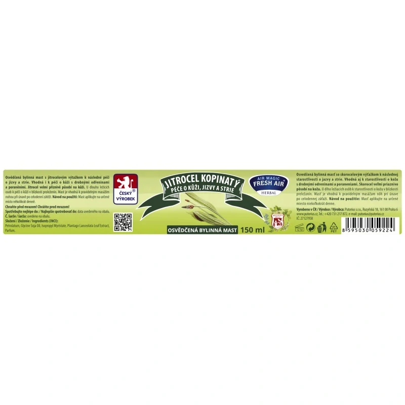 Fresh Air bylinná mast Jitrocel kopinatý 150 ml