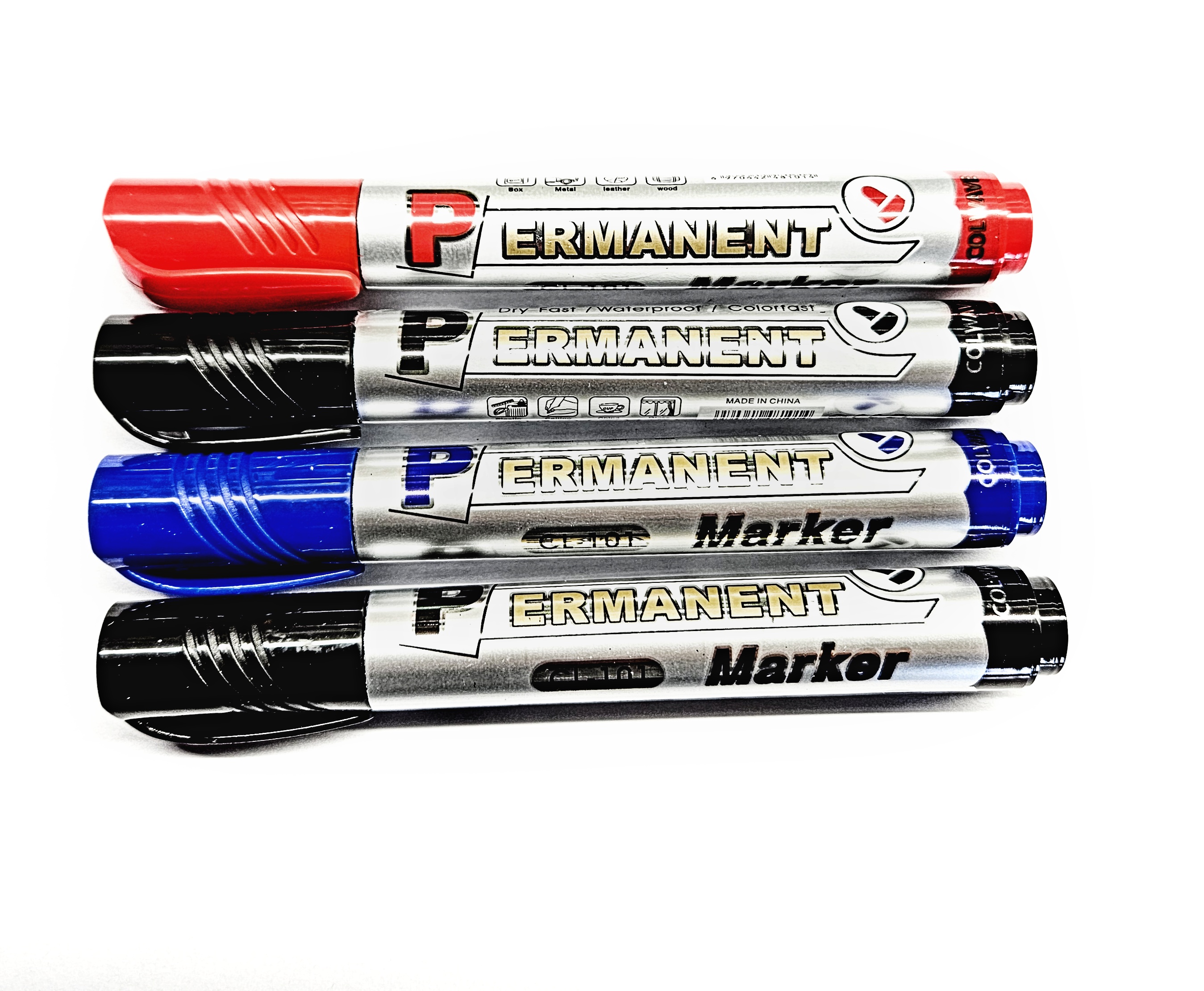 QiiM CL-101 Barevné Voděodolné Fixy, Sada 4 ks, Multipovrchové, Kulatý Hrot