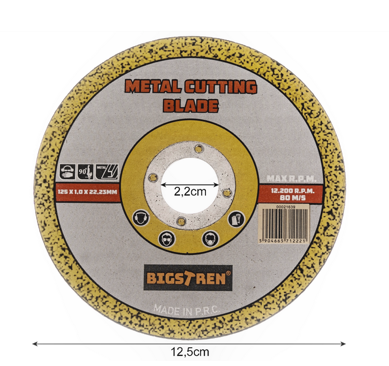 Bigstren Metal Steel Řezný Kotouč na Kov, 125x1,0x22,2mm, 12200 ot/min