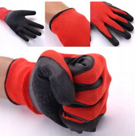 Pracovní ochranné rukavice Nakida R2001, latex, červeno-černé, vel. 9 (L)