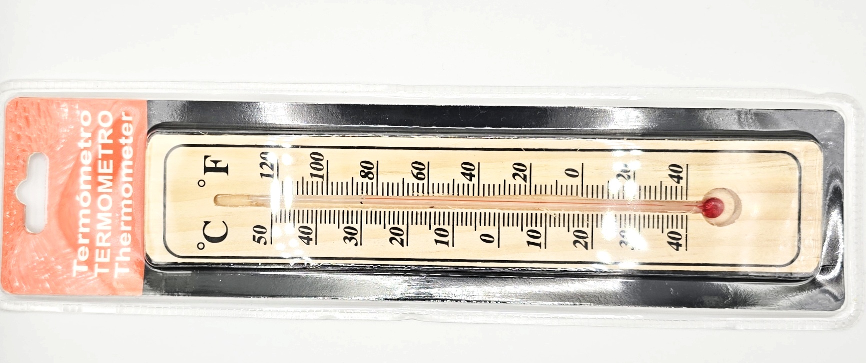 Qiim B023 Dřevěný Teploměr Venkovní/Vnitřní, -40°C až +50°C, 20 cm