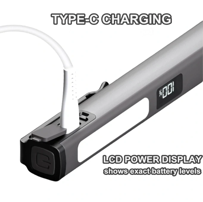 Nakida W08 dílenská inspekční COB LED svítilna, USB-C, šedá