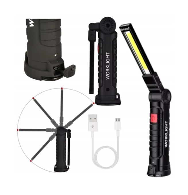 Svítilna Qiim HT 4025-5 COB led nabíjecí přes USB pracovní lampa, XXL