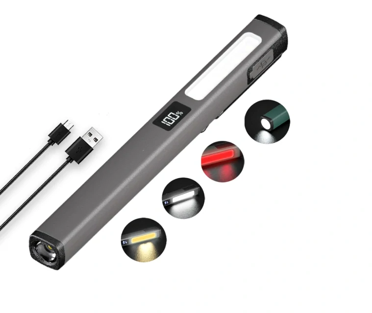 Nakida W08 dílenská inspekční COB LED svítilna, USB-C, šedá