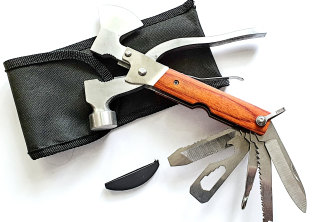 Multifunkční sekera Qiim K-12v1 | 12 nástrojů v 1 | outdoorové nářadí
