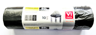 Pytle VI Pack 60L na odpad černé zatahovací 10ks | Extra silné, recyklovatelné