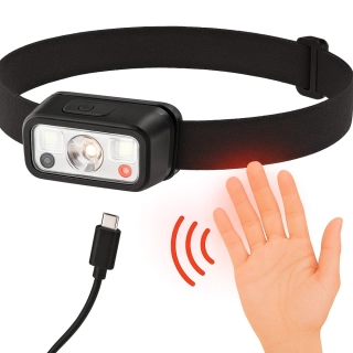 Nakida čelovka 06 Motion Sensor – dobíjecí LED čelovka s USB-C, červeným i bílým světlem, pro běh, turistiku a kempování